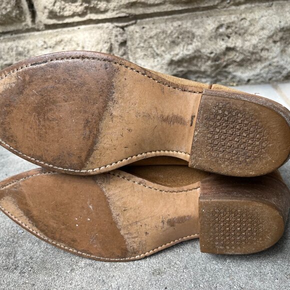 Vintage Acme Cowboy Boots in Tan Roughout Leather, Made in USA - Picture 5 of 11